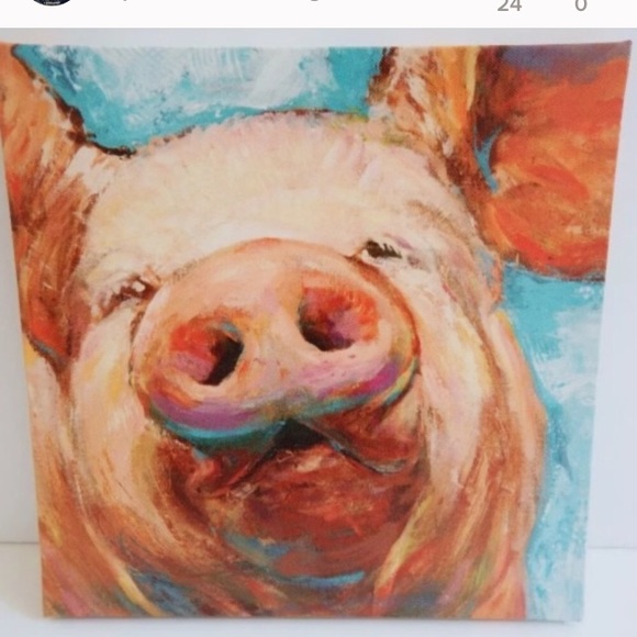 1 LEFT Pig Farmhouse Canvas Art - Picture 2 of 8
